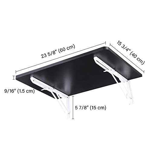 Yescom Wall Mounted Floating Folding Desk Wooden PC Dining Drop Leaf Table - color: Black