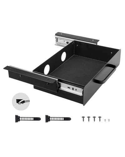 VEVOR Under Desk Drawer Slide Out, 13 inch Attachable Desk Drawer for Sit Stand Workstation, Hidden Under Counter Drawers for office Home, Black - size: 13inch