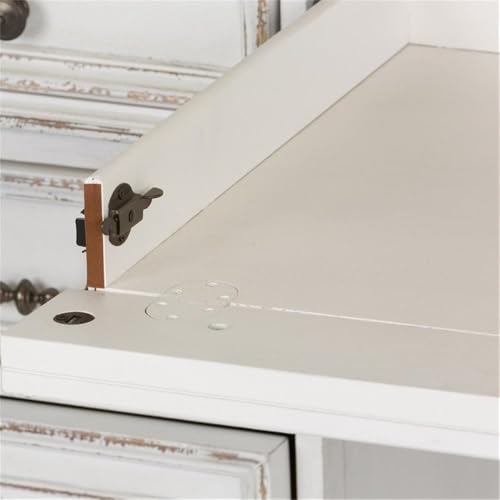 Ashford & Sons Credenza & Hutch, 67x16x52, Wood Veneers, White Oak & Birch Finish, Adjustable Shelves, Lockable File Drawers, Touch Lighting, USB Ports, Office Storage Desk with Keyboard Tray - size: Credenza & Hutch