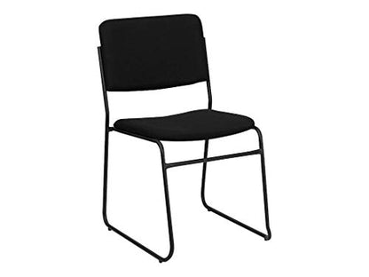 Flash Furniture Hercules Fabric Stackable Chair with Sled Base, Black | Fabric Upholstery, 500 LBS. Weight Capacity - color: Black Fabric/Black Frame, size: Set of 1