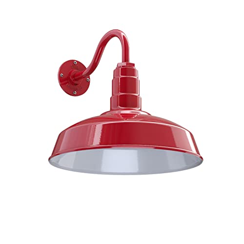 11" Gooseneck Barn Light Outdoor | Farmhouse Exterior Wall Light | Red - color: Red, size: 11" Gooseneck