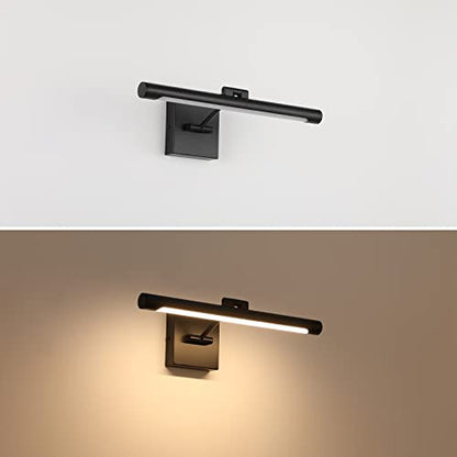 Joosenhouse LED Picture Light Fixtures 16.53" Inches Long Modern Black Wall Lamps with Rotatable Lighting Tube Picture Frame Lights for Paintings 7W(50W Eqv.) Hardwired Connection 3000K - color: Black, size: Dimmable 16.53" Long