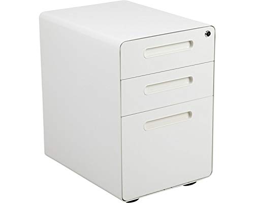 Flash Furniture 3-Drawer Locking Mobile Filing Cabinet, White - color: White, style: Ergonomic