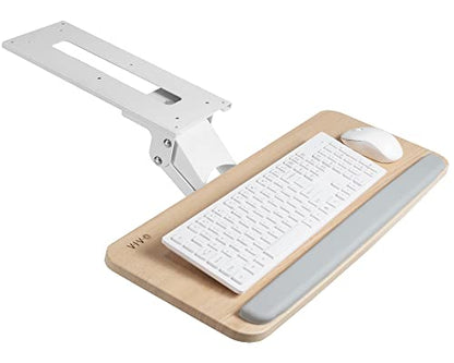 VIVO Light Wood Under Desk 25 x 10 inch Keyboard Tray, MOUNT-KB03C | Adjustable Computer Keyboard and Mouse Platform, Ergonomic Under Table Desk Mount Drawer, Full Swivel - color: Light Wood, size: 25"