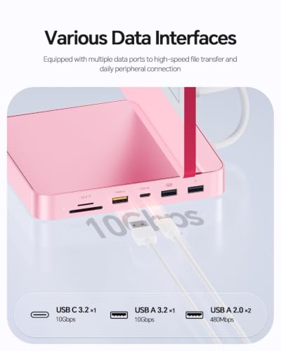 11-in-1 USB C Hub for iMac 24" M1/M3/M4 with M.2 NVMe 4TB SSD Enclosure | PULWTOP Alloy iMac Hub with HDMI 4K@60Hz, 2.5G Ethernet, 5 USB A/C 10Gbps, SD/TF, iMac M4 Dock for iMac 24" 2021-2024, Pink - color: iMac Dock- Pink