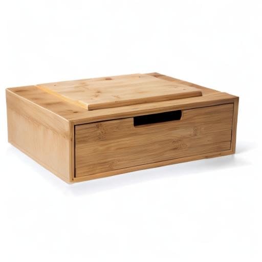 Bamboo Under Desk Drawer – Desktop Storage with 17 lb Capacity and Safety Stop Slide, Undermount Drawer and Standing Desk Accessories for Home Office (Bamboo) - color: Bamboo