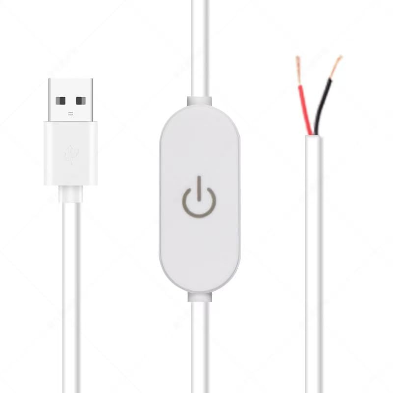 2 Pack Led Strip Lights On/Off Switch Cable with 2 Pin Wire LED Desk Lamp Touch Dimmer Switch USB Cable for Warm White LED Strip Light Daylight White LED USB Lamp with Clamp Gooseneck Lights