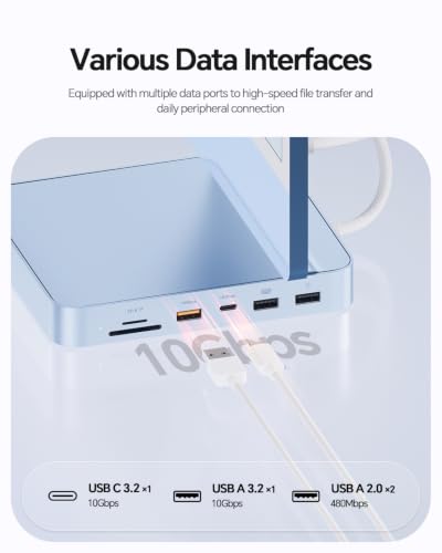 11-in-1 USB C Hub for iMac 24" 2021-2024 with M.2 NVMe 4TB SSD Enclosure | PULWTOP Aluminum iMac Hub with HDMI 4K@60Hz, 2.5G Ethernet, 5 USB A/C 10Gbps, SD/TF, Audio, iMac M4 Dock for M1/M3/M4, Blue - color: Blue