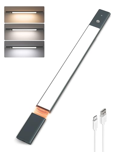 EZVALO Under Cabinet Lighting, 2200mAh Rechargeable Battery, 76 LEDs Dimmable Closet Lights, 3 Color Temps, Motion Sensor Light Indoor for Kitchen, Closet - color: Gray, size: 1pc
