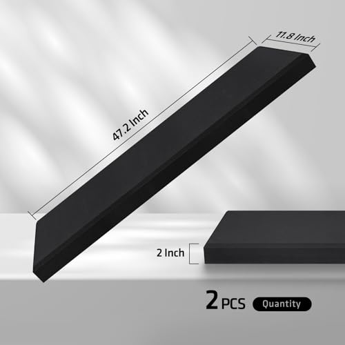 2 Pack Fiberglass Acoustic Panels 48"x12"x2" Soundproof Panels, Black - color: Black