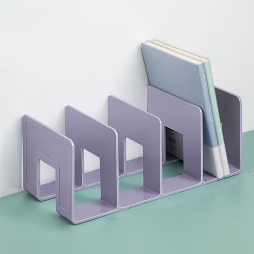 2PCS Acrylic File Organizer for Desk, Desktop Document/Mail Organizer, 4 Compartments Plastics Invisible Bookshelf Floating (12.5" x 5.7" x 5", Purple) - color: Purple