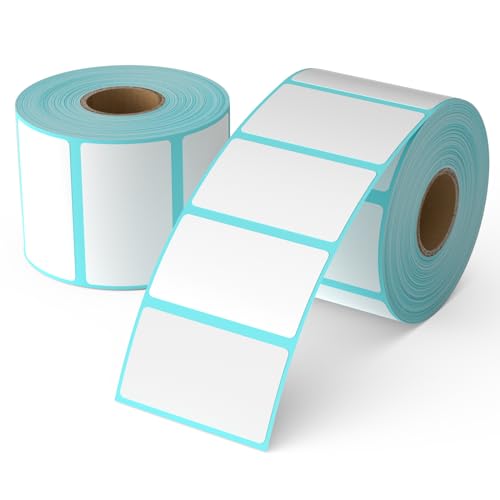 OausTect Thermal Labels 2.25 x 1.25, White Blank Thermal Printer Labels SKU Barcode Labels, Self-Adhesive Address Shipping Labels Direct Thermal Label Stickers 2 Roll,1000 Labels/Roll - size: 2.25" x 1.25" | Blue, style: 2 Rolls