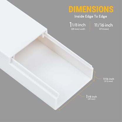 Simple Cord Organizer, 150in Cable Management Under Desk - Easy to Install Screws or Adhesive Mount Cord Covers for Wires on Wall, Desk and Home Office, Wall Cable Organizer (White)