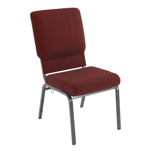 Flash Furniture 18.5 in Wide Church Chair, Maroon | Durable Construction, Commercial Use - color: Maroon Fabric/Silver Vein Frame