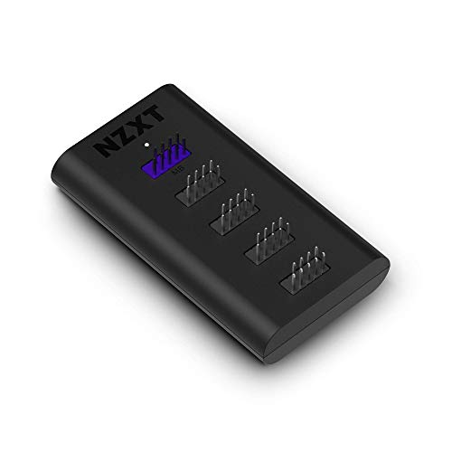 NZXT Internal USB Hub 3 - Expands 4 USB 2.0 Ports - Sleek Multifunctional Design - SATA Power Connection - Plug and Play
