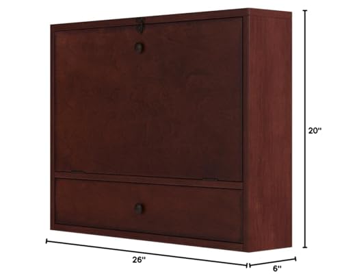 SEI Furniture Benwick Wall Mount Laptop Desk - Brown Mahogany (L x W x H): 26 x 6 x 20 inches