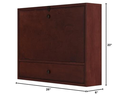 SEI Furniture Benwick Wall Mount Laptop Desk - Brown Mahogany (L x W x H): 26 x 6 x 20 inches