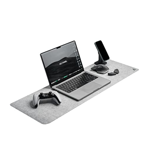 DELTAHUB - Minimalistic Felt Desk Protective Pad, Anti-Fray, Anti-Slip, Easy to Clean, Easy Glide, Long Lasting, Sleek Design, Comfortable, Resistant, Desk Mat, PC, Mac, Laptop - Medium (12x35inch) - color: Light Grey, size: 12" x 35"