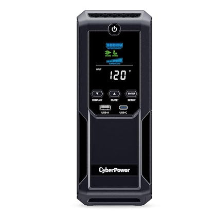 CyberPower CP1350AVRLCD3 Intelligent LCD UPS Battery Backup | 1350VA/815W, 12 Outlets, 2 USB Ports, AVR, Mini Tower, UL Certified - size: 1350VA