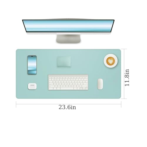 Desk Pad, Leather Non-Slip Laptop Computer Desk Keyboard Mat, Table Protector Blotter Mat, Large Mouse Pad (23.6" x 11.8")-Light Blue - color: Light Blue