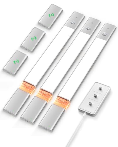 EZVALO Under Cabinet Lighting with 6 × 2000mAh Batteries & Charging Station