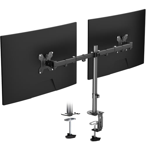 Pholiten Dual Monitor Mount for 2 Screens up to 32 Inches and 22lbs Each - color: Black, size: 13-32" Dual monitor mount