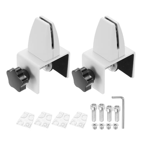 PATIKIL 1.8x1.3x2.1" Desk Divider Support Clamp 2Pcs Aluminum Matte White - color: Matte White
