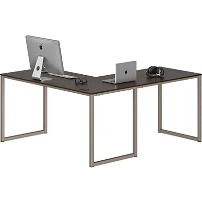 SHW Mission 55 x 60 L-Shape Home Office Computer Desk, Espresso - color: Espresso, size: 55-Inch L-Shaped