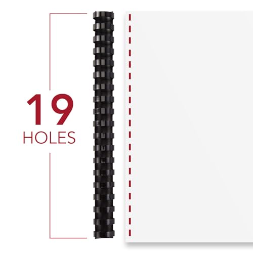 Mead CombBind Binding Spines/Spirals/Coils/Combs, 1", 200 Sheet Capacity, Black, 125 Pack (4000137) - size: 1"