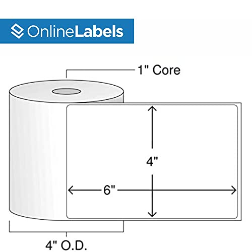OnlineLabels 4" x 6" Thermal Transfer Labels - 1" Core - 4 Roll - size: 4 Rolls