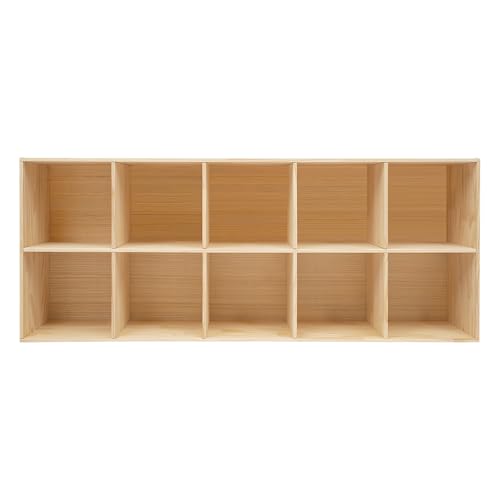 10 Cube Storage Organizer - Solid Wood Bookshelf - Cube Shelf - Vertical or Horizontal Bookcase - Open Book Shelf - Easy Assembly for Bedroom, Living Room, Office - size: 10-Cube
