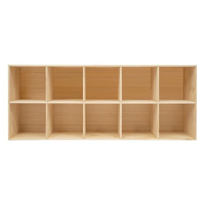 10 Cube Storage Organizer - Solid Wood Bookshelf - Cube Shelf - Vertical or Horizontal Bookcase - Open Book Shelf - Easy Assembly for Bedroom, Living Room, Office - size: 10-Cube