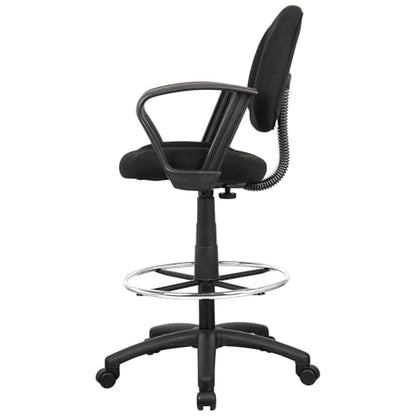 Ergonomic Drafting Chair Black Mid Back Swivel Tall Task Stool Adjustable Foot Ring Loop Arms Mesh Back High Desk Seat for Studio Reception Counter Home Office Lab Architect Workstation
