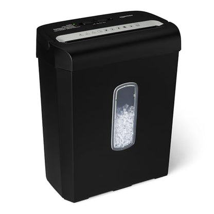Amazon Basics 6-Sheet High Security Micro Cut Paper and Credit Card Shredder, 3.7 Gallon, Handles Staples, Compact Design for Home, Black - style: Micro Cut