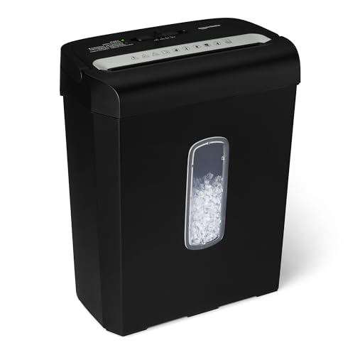 Amazon Basics 6-Sheet High Security Micro Cut Paper and Credit Card Shredder, 3.7 Gallon, Handles Staples, Compact Design for Home, Black - style: Micro Cut
