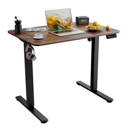 Small Standing Desk,35"x24" Height Adjustable Sit-Stand Home Office, Brown | Electric Adjustable Standing Desk, Sit to Stand Computer Office Desk with Splice Board, Memory Preset, Lifts 28.7''-46.5" - color: Rustic Brown, size: 35 inch