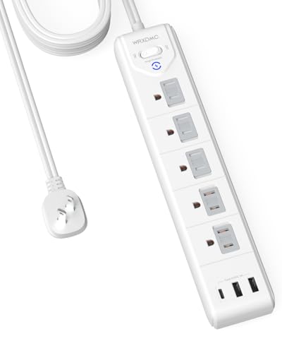 2 Prong Power Strip, WRXDMC 2 Prong to 3 Prong Outlet Adapter, 10ft Cord | Polarized Plug, 1680J Two Prong Surge Protector, 5 AC Outlets & 3 USB, Wall Mountable, Ideal for Non-Grounded Outlets - size: 10 Ft