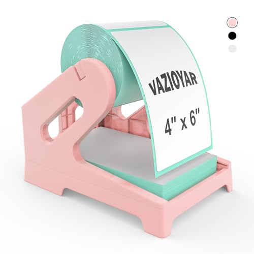 Thermal Label Holder for Rolls and Fan-Fold Labels, Sticker Roll Holder Work with Desktop Label Printer, Label Stand Shipping Supplies for Home Office(Pink) - color: Pink