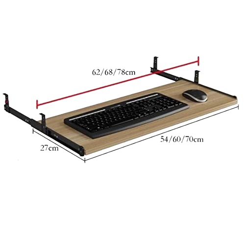Wooden Keyboard Stand Ergonomic Keyboard Slide Under Desk Slide-Out Keyboard Tray Wall Mountable Shelf for Keyboard and Mouse (Teak 54cm*27cm) - color: Teak, size: 54cm*27cm
