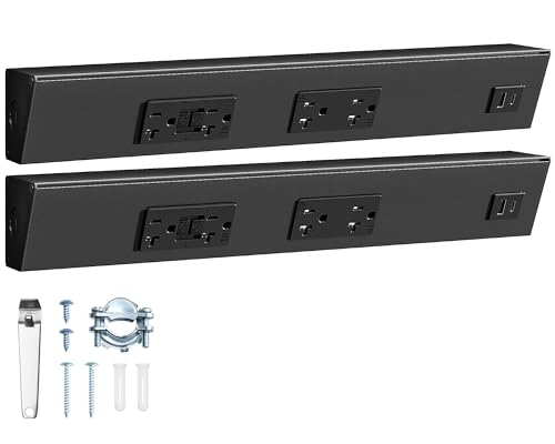 2-Pack 16 in Under Cabinet Power Strip with GFCI Outlet, Black | 20A GFCI + 20A TR Outlet, USB-A & USB-C, Angled Trapezoid Design, 2500W Rating, Modular No-Cut Extension System, ETL Listed - color: Black, size: 2 Pack