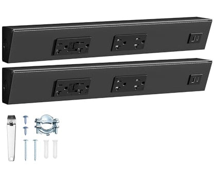 SURAIELEC 2-Pack 16 in Under Cabinet Power Strip with GFCI Outlet, Black - color: Black, size: 2 Pack
