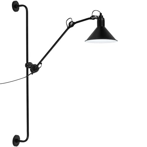 Industrial Swing Arm Wall Lamp Plug-in Wall Lights with On/Off Cord Matte Black Metal Industrial Reading Light Fixture Wall Mounted for Bedside Bedroom Living Room Adjustable Lampshade 360degree