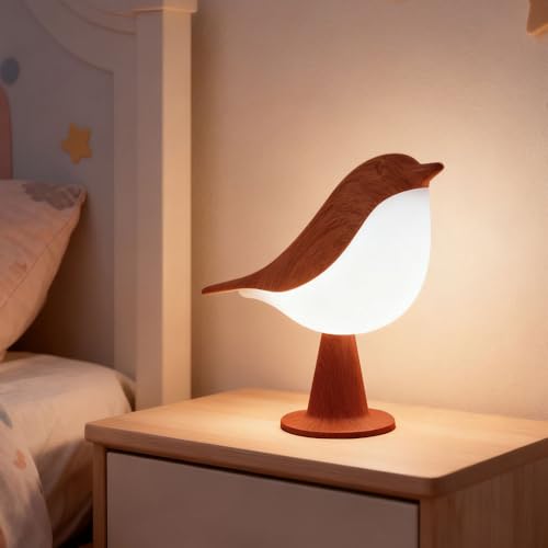 IFTHFOUR Bird Cordless Table Lamp, Small Cordless Bedside Lamp with 3 Color Temperature, Touch Sensor & Rechargeable Battery - Night Light for Kids, Bedroom, Bedside, Office, and Outdoor Use（Dark） - color: Dark