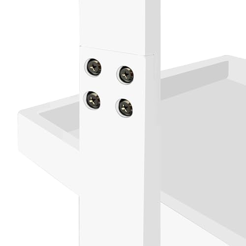 5 Tier Wall-Leaning Ladder Bookshelf, White, 70 Inches | Modern, Storage Rack, Organizer - color: White