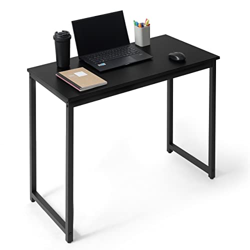 CAPHAUS 32 Inch Modern Computer Desk for Home Office, Gaming & Small Spaces - Easy Assembly, P2 Particle Board, Steel Legs, 220 lbs, Black - size: 32 inch