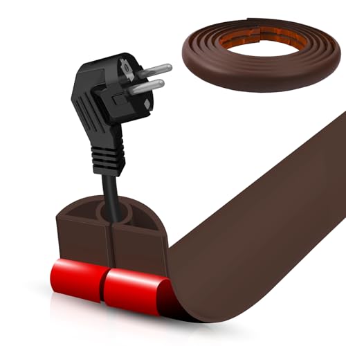 Floor Cord Cover Self Adhesive Cord Hider,10FT Cable Management, Extension Strip Protector for Wires, Prevent Cable Trips for Offices, Gyms, Exhibitions Cavity:0.3"(W) x 0.28"(H) Coffee - color: Coffee, size: 0.78" x 10'