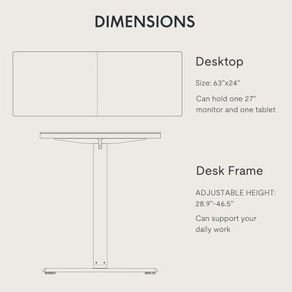 FLEXISPOT 63x24 Inch Electric Standing Desk, White - color: White, size: 63"x24"