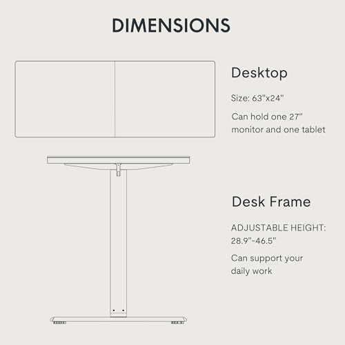 FLEXISPOT 63x24 Inch Electric Standing Desk, White - color: White, size: 63"x24"