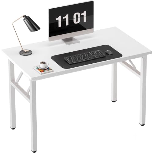 Need Small Folding Computer Desk, 39.4 Inch Writing Table, White | No-Assembly, Sturdy Foldable Desk for Home Office, Bedroom, Dorm Room, Student Study, Collapsible, Compact, Easy Storage - color: White, size: 39.4 inches