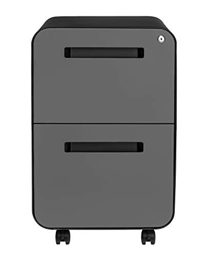 Laura Davidson Furniture Stockpile 2-Drawer Modern Mobile File Cabinet, Commercial-Grade (Black/Grey) - color: Black/Grey